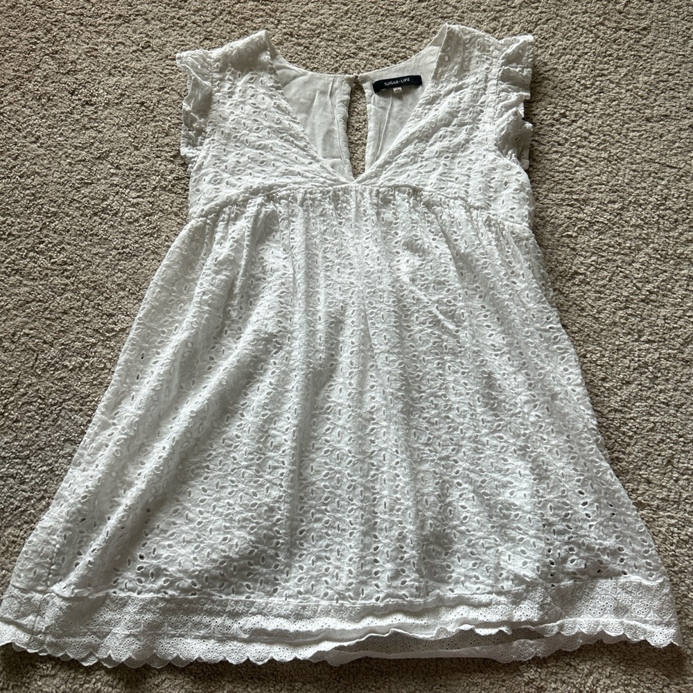 Elegant White Eyelet Lace Romper